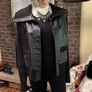 NWIT: Leather front sweater jacket.  #28